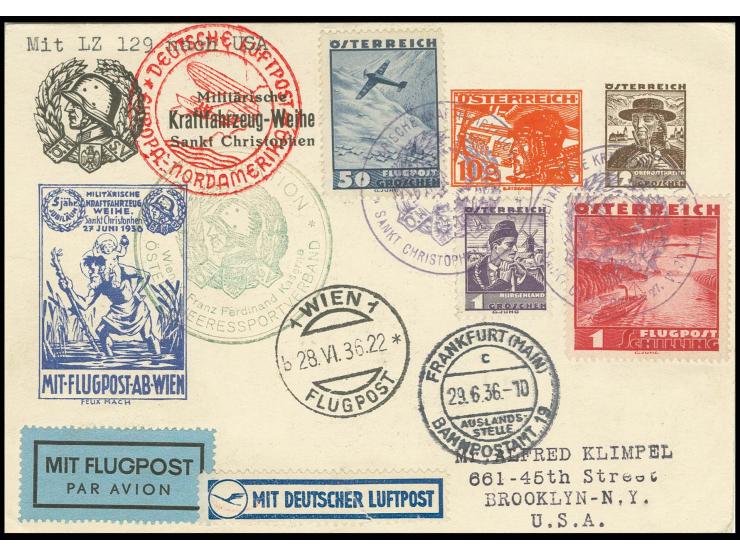 4. Nordamerikafahrt, Sonderkarte "Militärische Kraftfahrzeug-Weihe" und Sonderstempel, Kabinett
