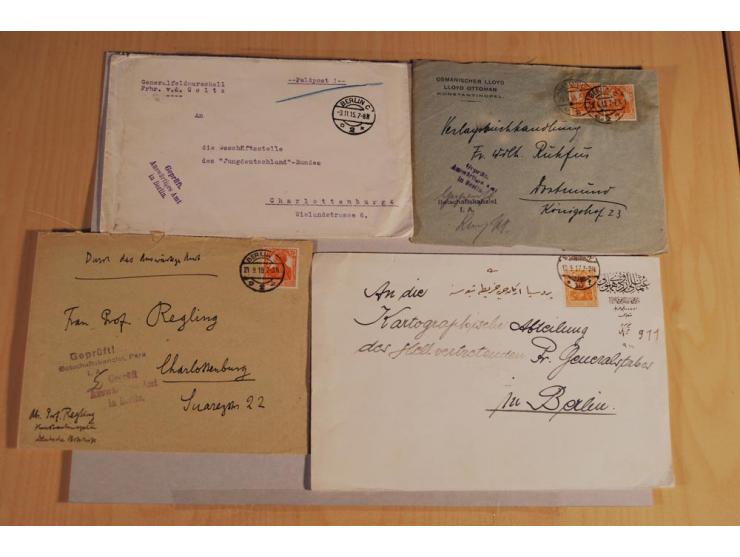 MILITÄR-MISSION: 1914/18, interessanter Posten Briefe und Karten, dabei ALEPPO, BOSANTI, BIR ES SEBA, DAMASKUS, JERUSALEM, MA