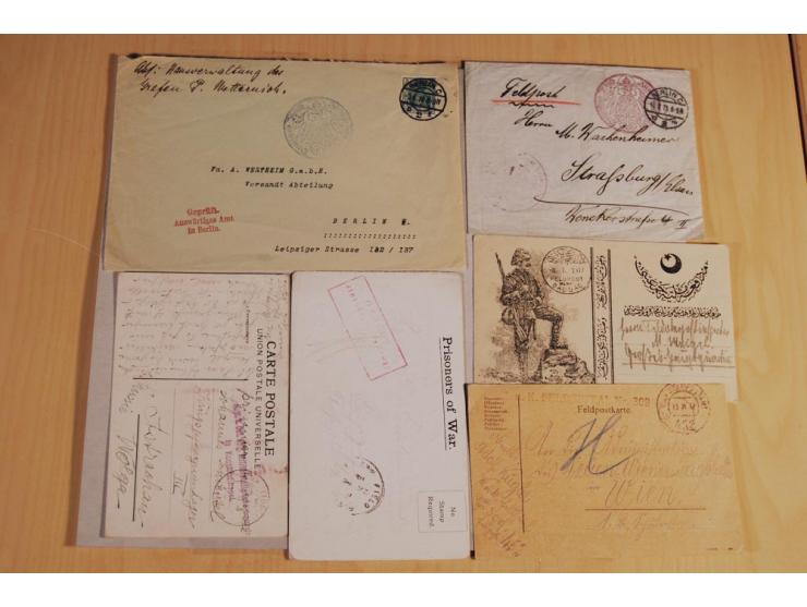 MILITÄR-MISSION: 1914/18, interessanter Posten Briefe und Karten, dabei ALEPPO, BOSANTI, BIR ES SEBA, DAMASKUS, JERUSALEM, MA