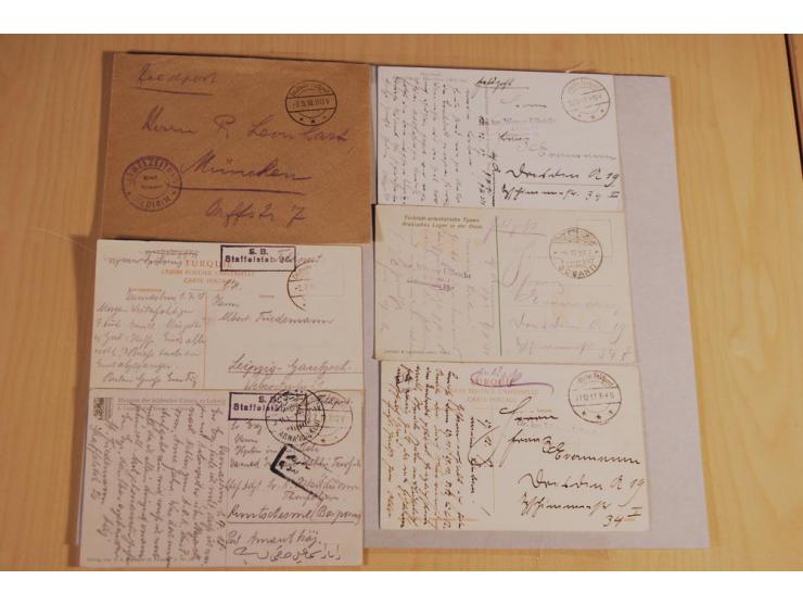 MILITÄR-MISSION: 1914/18, interessanter Posten Briefe und Karten, dabei ALEPPO, BOSANTI, BIR ES SEBA, DAMASKUS, JERUSALEM, MA