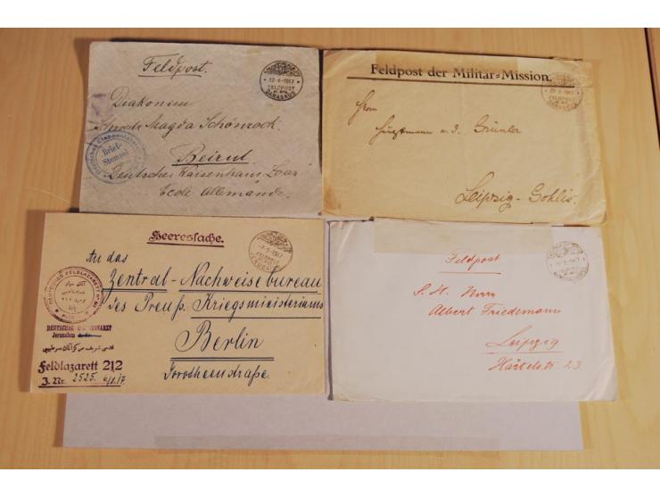 MILITÄR-MISSION: 1914/18, interessanter Posten Briefe und Karten, dabei ALEPPO, BOSANTI, BIR ES SEBA, DAMASKUS, JERUSALEM, MA