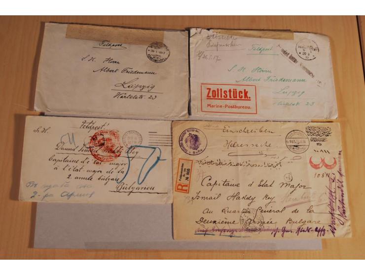MILITÄR-MISSION: 1914/18, interessanter Posten Briefe und Karten, dabei ALEPPO, BOSANTI, BIR ES SEBA, DAMASKUS, JERUSALEM, MA