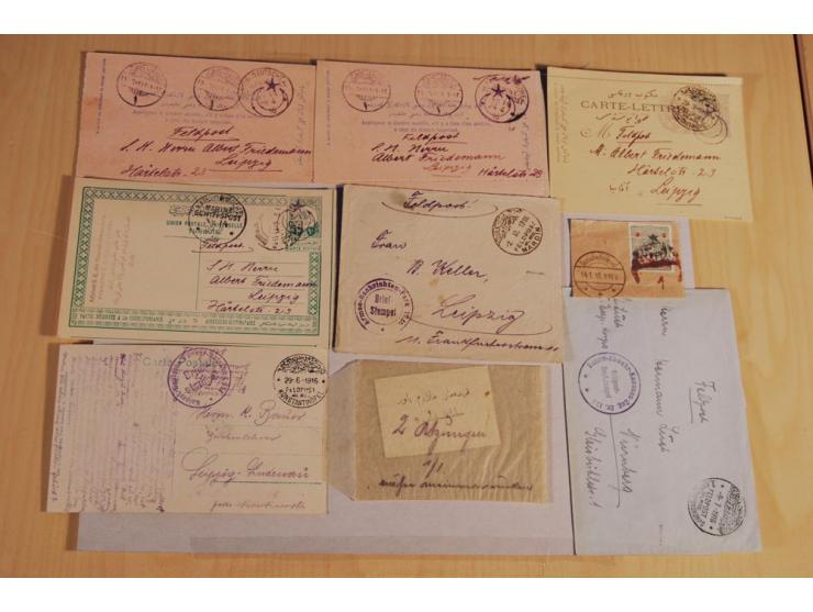 MILITÄR-MISSION: 1914/18, interessanter Posten Briefe und Karten, dabei ALEPPO, BOSANTI, BIR ES SEBA, DAMASKUS, JERUSALEM, MA