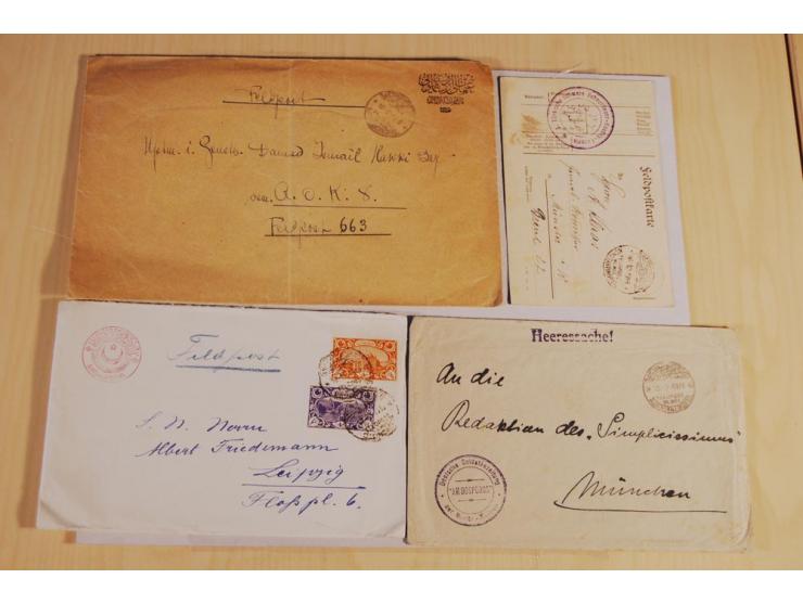 MILITÄR-MISSION: 1914/18, interessanter Posten Briefe und Karten, dabei ALEPPO, BOSANTI, BIR ES SEBA, DAMASKUS, JERUSALEM, MA