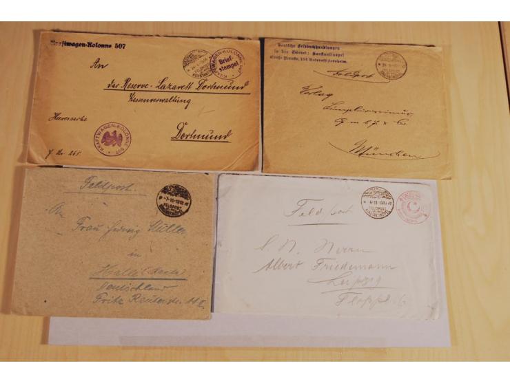 MILITÄR-MISSION: 1914/18, interessanter Posten Briefe und Karten, dabei ALEPPO, BOSANTI, BIR ES SEBA, DAMASKUS, JERUSALEM, MA
