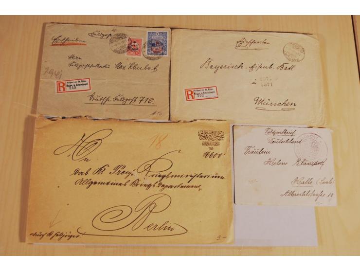 MILITÄR-MISSION: 1914/18, interessanter Posten Briefe und Karten, dabei ALEPPO, BOSANTI, BIR ES SEBA, DAMASKUS, JERUSALEM, MA