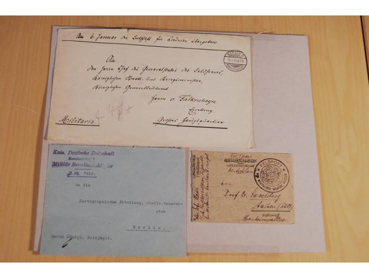 MILITÄR-MISSION: 1914/18, interessanter Posten Briefe und Karten, dabei ALEPPO, BOSANTI, BIR ES SEBA, DAMASKUS, JERUSALEM, MA