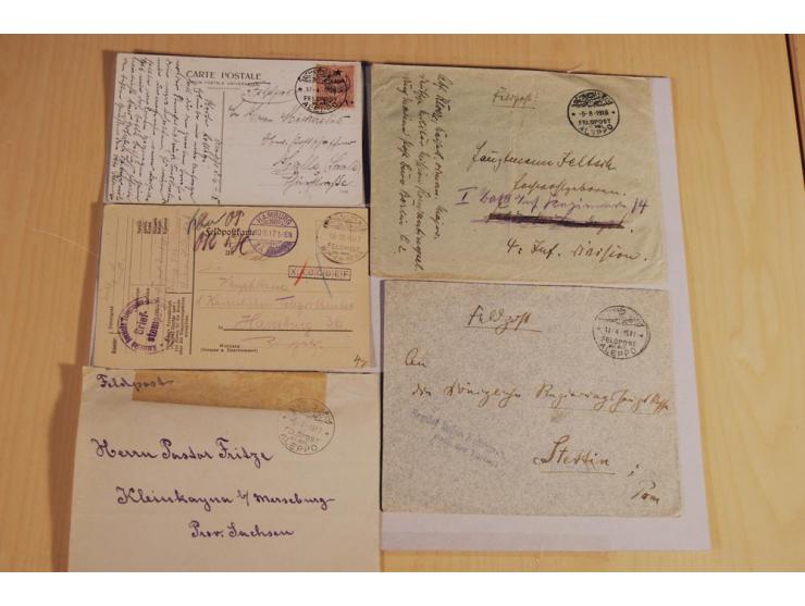 MILITÄR-MISSION: 1914/18, interessanter Posten Briefe und Karten, dabei ALEPPO, BOSANTI, BIR ES SEBA, DAMASKUS, JERUSALEM, MA