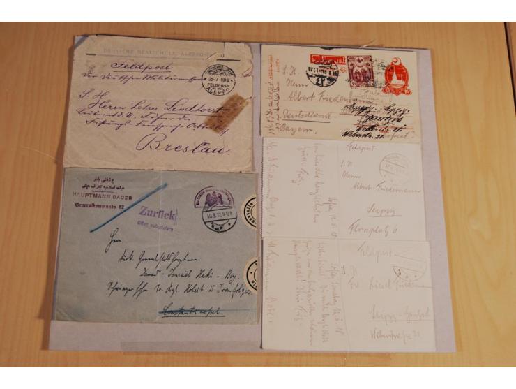 MILITÄR-MISSION: 1914/18, interessanter Posten Briefe und Karten, dabei ALEPPO, BOSANTI, BIR ES SEBA, DAMASKUS, JERUSALEM, MA