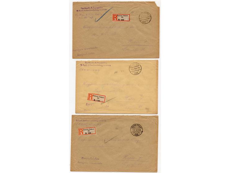 1917/18, 8 portofreie Dienst-R-Briefe mit Stempel "Deutsche Feldpost 663" (ex 29.12.17-13.8.18, alles Nazareth), bis auf eine