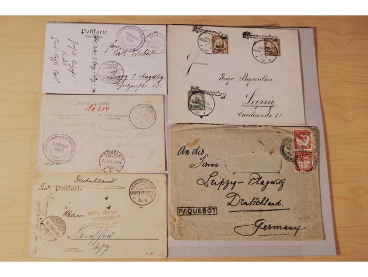 1899/1915 (ca.), rund 80 Briefe und Karten, dabei bessere Stempel wie Wanderstempel "Gochaganas", "GOCHAS" (ohne Segment), Wa