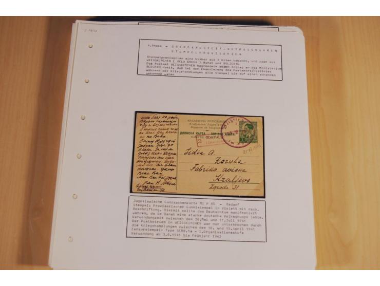 1941/44, sehr interessante Spezial-Sammlung Frankaturen und Postgeschichte auf selbstgestalteten Albenblättern mit Text, dabe