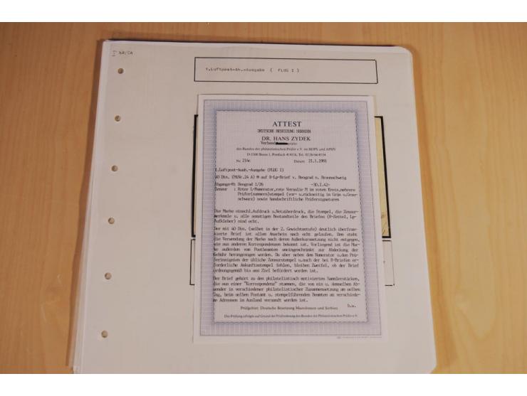 1941/44, sehr interessante Spezial-Sammlung Frankaturen und Postgeschichte auf selbstgestalteten Albenblättern mit Text, dabe