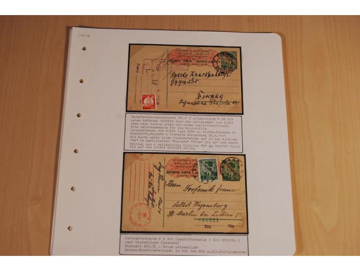 1941/44, sehr interessante Spezial-Sammlung Frankaturen und Postgeschichte auf selbstgestalteten Albenblättern mit Text, dabe