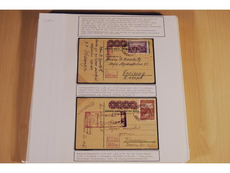 1941/44, sehr interessante Spezial-Sammlung Frankaturen und Postgeschichte auf selbstgestalteten Albenblättern mit Text, dabe