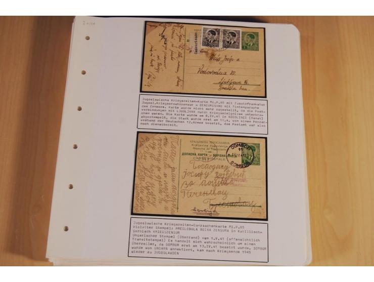 1941/44, sehr interessante Spezial-Sammlung Frankaturen und Postgeschichte auf selbstgestalteten Albenblättern mit Text, dabe