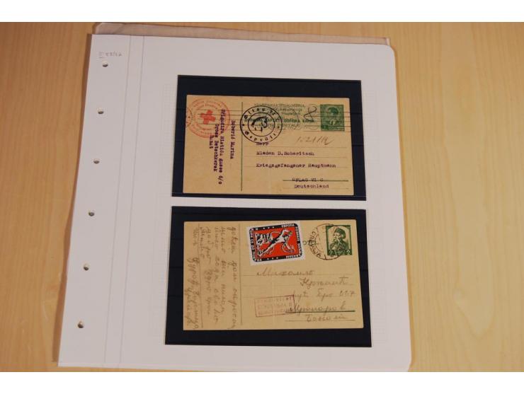 1941/44, sehr interessante Spezial-Sammlung Frankaturen und Postgeschichte auf selbstgestalteten Albenblättern mit Text, dabe