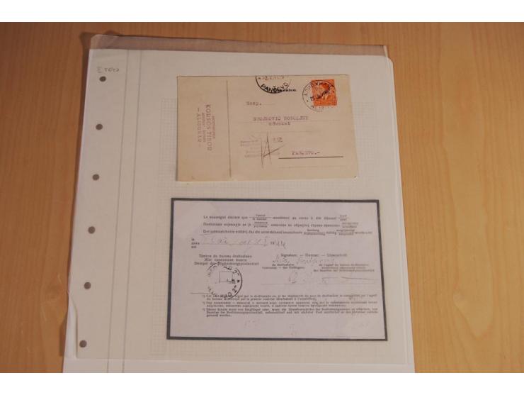 1941/44, sehr interessante Spezial-Sammlung Frankaturen und Postgeschichte auf selbstgestalteten Albenblättern mit Text, dabe