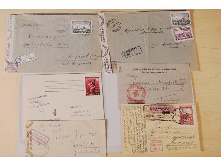 1941/43, postfrische, ungebrauchte (meist ohne Gummi) und gestempelte Partie in Tüten und Bündeln, dazu 13 Briefe und Karten