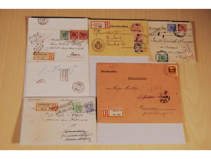 1885/1993, 9-bändige Sammlung "Eingeschriebene Drucksachen" mit insgesamt 370 Briefen, Karten und Streifbändern; vertreten is