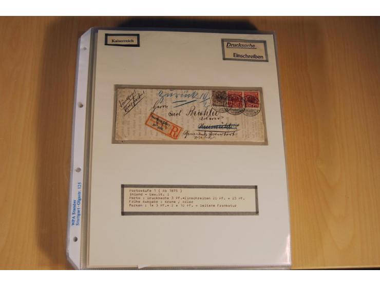1885/1993, 9-bändige Sammlung "Eingeschriebene Drucksachen" mit insgesamt 370 Briefen, Karten und Streifbändern; vertreten is