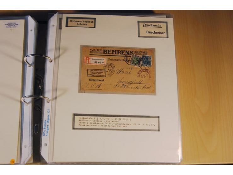 1885/1993, 9-bändige Sammlung "Eingeschriebene Drucksachen" mit insgesamt 370 Briefen, Karten und Streifbändern; vertreten is