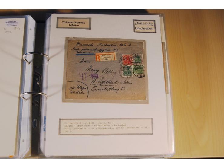 1885/1993, 9-bändige Sammlung "Eingeschriebene Drucksachen" mit insgesamt 370 Briefen, Karten und Streifbändern; vertreten is