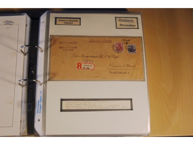 1885/1993, 9-bändige Sammlung "Eingeschriebene Drucksachen" mit insgesamt 370 Briefen, Karten und Streifbändern; vertreten is