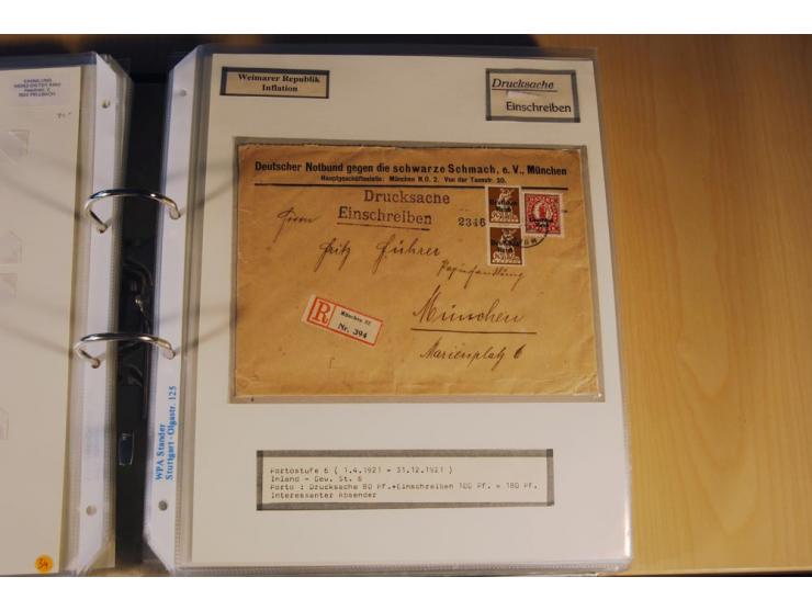 1885/1993, 9-bändige Sammlung "Eingeschriebene Drucksachen" mit insgesamt 370 Briefen, Karten und Streifbändern; vertreten is