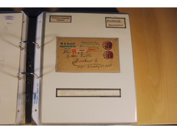 1885/1993, 9-bändige Sammlung "Eingeschriebene Drucksachen" mit insgesamt 370 Briefen, Karten und Streifbändern; vertreten is