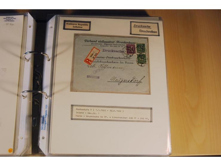 1885/1993, 9-bändige Sammlung "Eingeschriebene Drucksachen" mit insgesamt 370 Briefen, Karten und Streifbändern; vertreten is