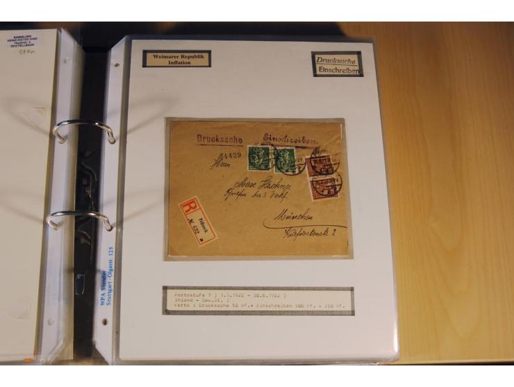 1885/1993, 9-bändige Sammlung "Eingeschriebene Drucksachen" mit insgesamt 370 Briefen, Karten und Streifbändern; vertreten is