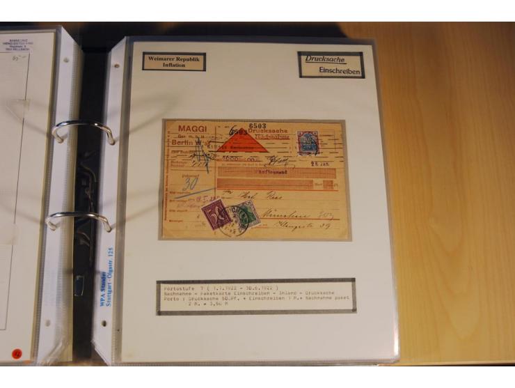 1885/1993, 9-bändige Sammlung "Eingeschriebene Drucksachen" mit insgesamt 370 Briefen, Karten und Streifbändern; vertreten is