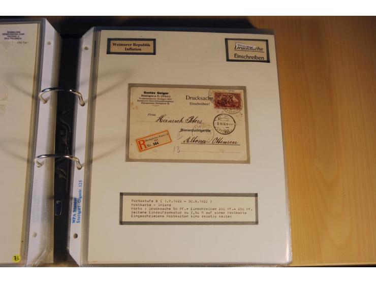 1885/1993, 9-bändige Sammlung "Eingeschriebene Drucksachen" mit insgesamt 370 Briefen, Karten und Streifbändern; vertreten is
