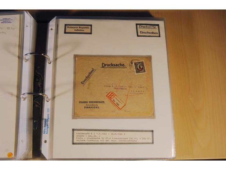1885/1993, 9-bändige Sammlung "Eingeschriebene Drucksachen" mit insgesamt 370 Briefen, Karten und Streifbändern; vertreten is