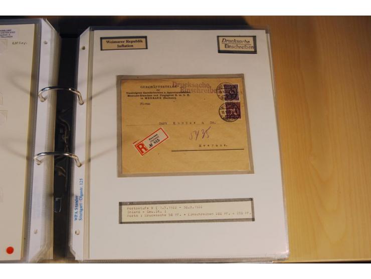 1885/1993, 9-bändige Sammlung "Eingeschriebene Drucksachen" mit insgesamt 370 Briefen, Karten und Streifbändern; vertreten is