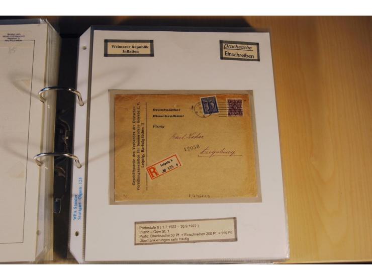 1885/1993, 9-bändige Sammlung "Eingeschriebene Drucksachen" mit insgesamt 370 Briefen, Karten und Streifbändern; vertreten is