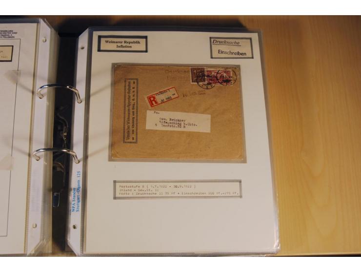 1885/1993, 9-bändige Sammlung "Eingeschriebene Drucksachen" mit insgesamt 370 Briefen, Karten und Streifbändern; vertreten is