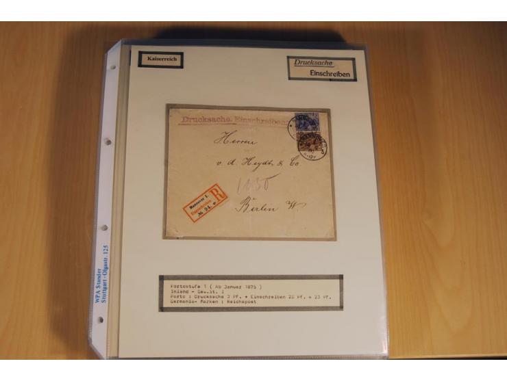 1885/1993, 9-bändige Sammlung "Eingeschriebene Drucksachen" mit insgesamt 370 Briefen, Karten und Streifbändern; vertreten is