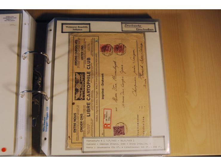 1885/1993, 9-bändige Sammlung "Eingeschriebene Drucksachen" mit insgesamt 370 Briefen, Karten und Streifbändern; vertreten is