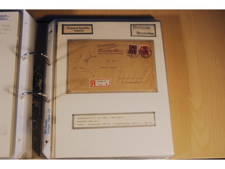 1885/1993, 9-bändige Sammlung "Eingeschriebene Drucksachen" mit insgesamt 370 Briefen, Karten und Streifbändern; vertreten is