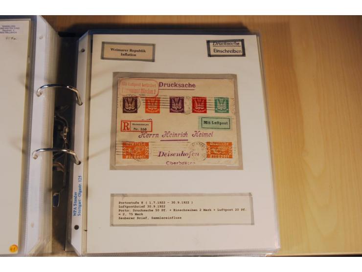 1885/1993, 9-bändige Sammlung "Eingeschriebene Drucksachen" mit insgesamt 370 Briefen, Karten und Streifbändern; vertreten is