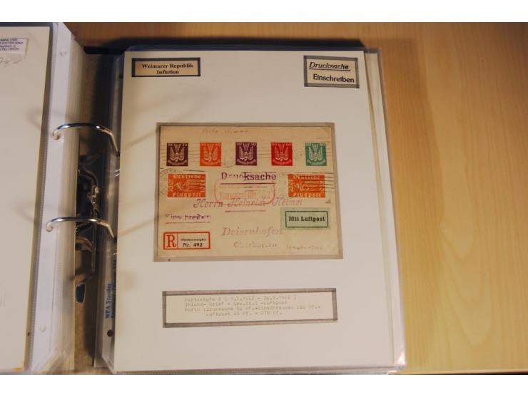 1885/1993, 9-bändige Sammlung "Eingeschriebene Drucksachen" mit insgesamt 370 Briefen, Karten und Streifbändern; vertreten is