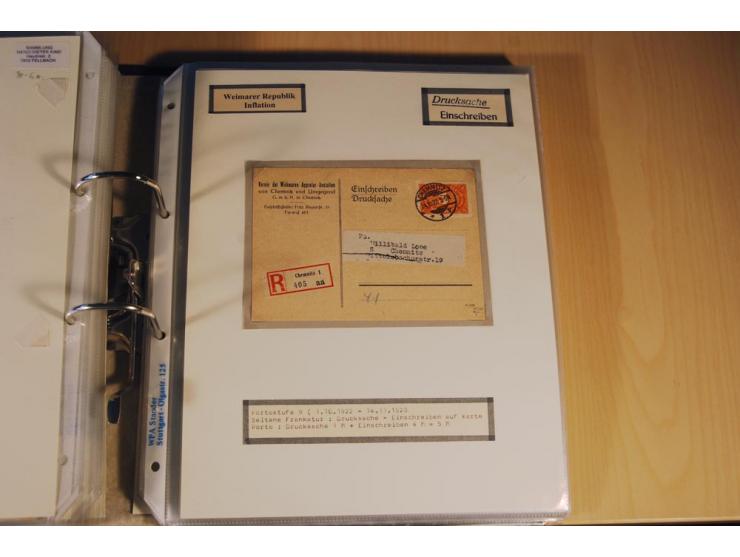 1885/1993, 9-bändige Sammlung "Eingeschriebene Drucksachen" mit insgesamt 370 Briefen, Karten und Streifbändern; vertreten is