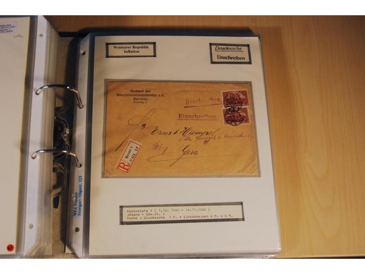 1885/1993, 9-bändige Sammlung "Eingeschriebene Drucksachen" mit insgesamt 370 Briefen, Karten und Streifbändern; vertreten is