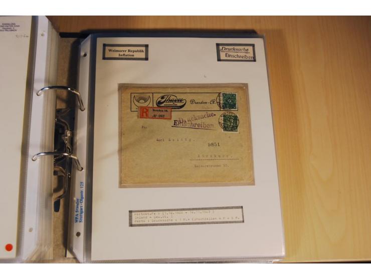 1885/1993, 9-bändige Sammlung "Eingeschriebene Drucksachen" mit insgesamt 370 Briefen, Karten und Streifbändern; vertreten is