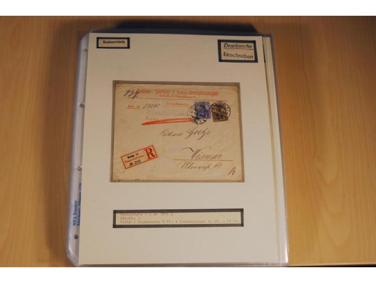 1885/1993, 9-bändige Sammlung "Eingeschriebene Drucksachen" mit insgesamt 370 Briefen, Karten und Streifbändern; vertreten is
