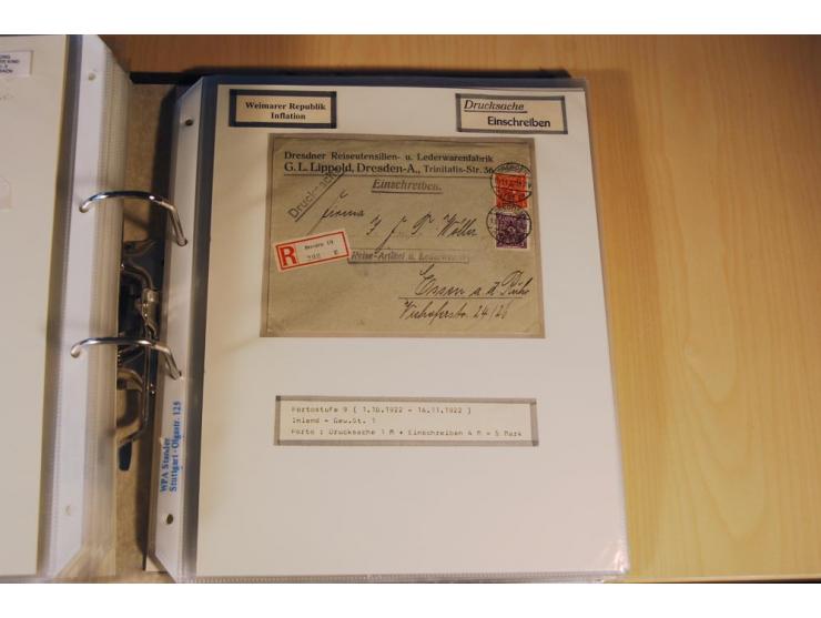 1885/1993, 9-bändige Sammlung "Eingeschriebene Drucksachen" mit insgesamt 370 Briefen, Karten und Streifbändern; vertreten is