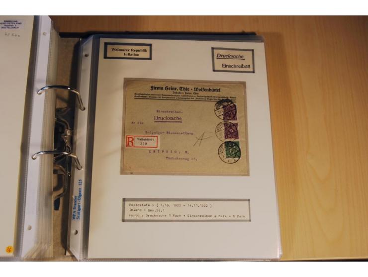 1885/1993, 9-bändige Sammlung "Eingeschriebene Drucksachen" mit insgesamt 370 Briefen, Karten und Streifbändern; vertreten is