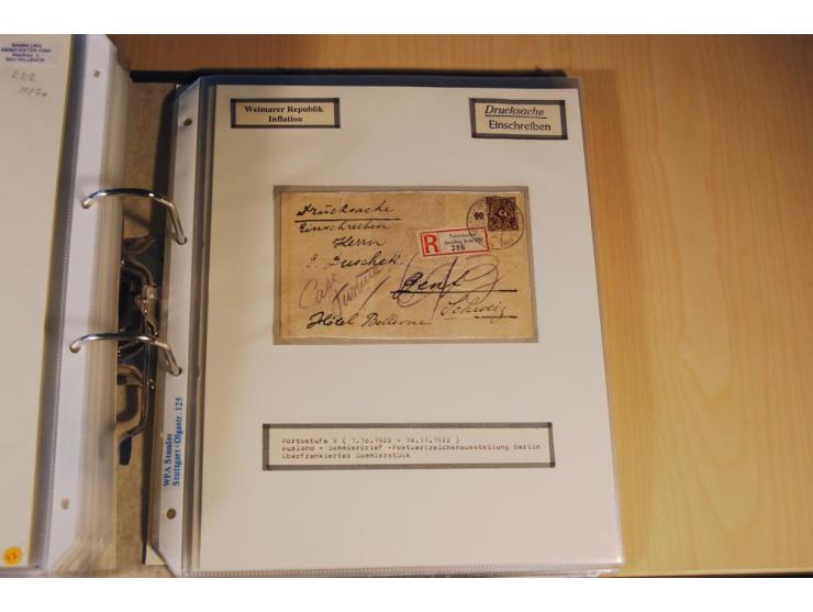 1885/1993, 9-bändige Sammlung "Eingeschriebene Drucksachen" mit insgesamt 370 Briefen, Karten und Streifbändern; vertreten is